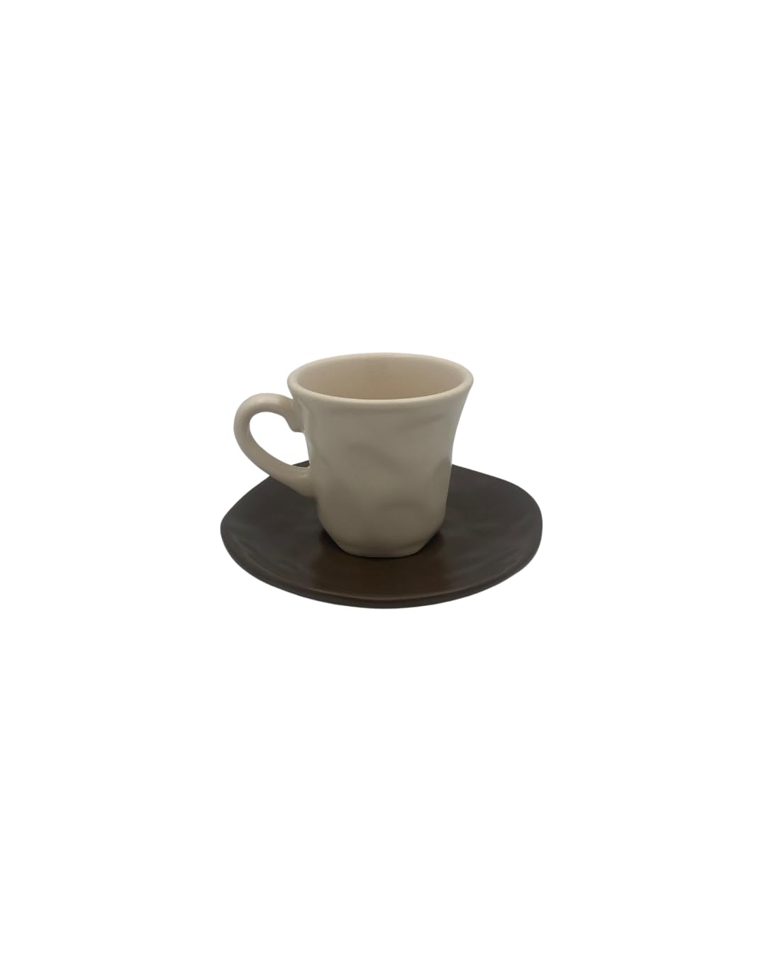 Organic Cappuccino – Set 6 Tazzine da Caffè con 6 Piattini, Per 6 Persone, in Stoneware, finitura opaca marrone e crema effetto artigianale – moderne, resistenti, lavastoviglie e microonde.