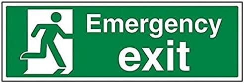 VSafety Emergency Exit Sign - Landscape - 300mm x 100mm - Self Adhesive Vinyl