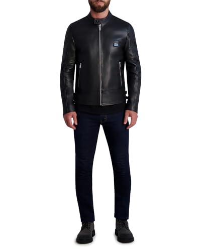KARL LAGERFELD Men's Leather Racer Jacket