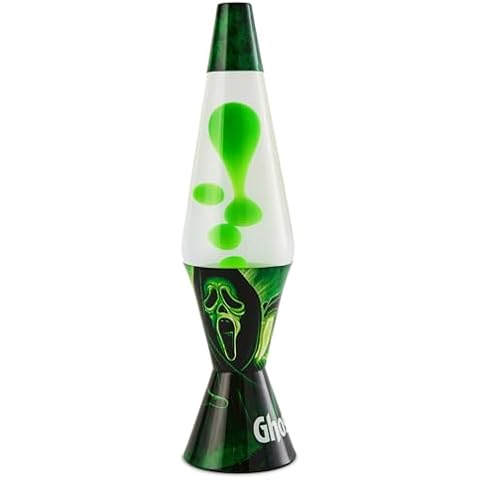 Spencer Gifts Lava® Lamp - 17" Ghost Face - The Original Motion Lamp - Green Wax and Clear Liquid with Printed Ghost Face Base Exclusive Cover
