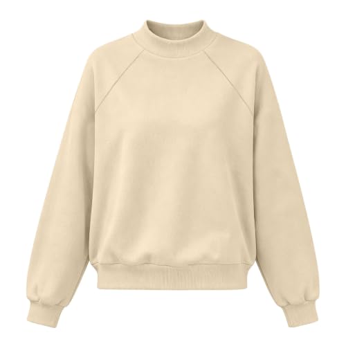 Shamonaty Womens Mock Neck Sweatshirt Oversized Plain Sweatshirts No Hood - image 3