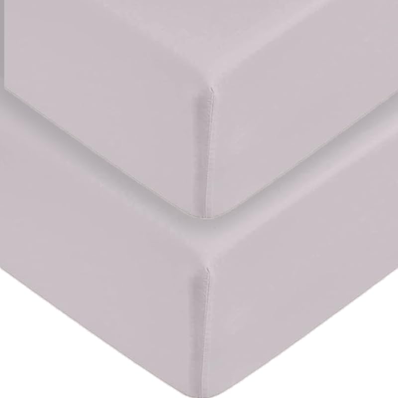 2 xSingle Fitted Bed Sheets Extra Deep Pocket Single Bed 40 cm 16 Inch Deep - Non Iron Easy Care Soft Brushed Microfibre Fabric Shrinkage and Fade Resistant, Silver-Single