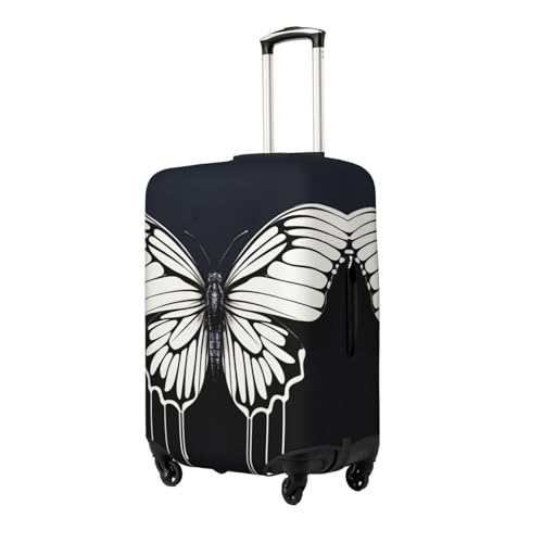 Travel Luggage Cover Elastic Anti-Scratch Suitcase Protector Washable Travel Suitcase Cover A Black And White Butterfly Luggage Protector Fits 18-32 Inch Suitcase2