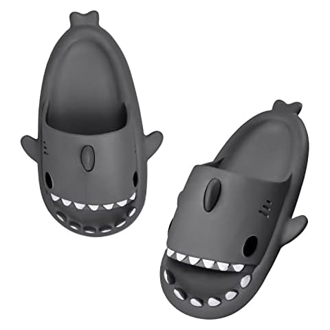 Cysincos Unisex Cute Slides Slippers Cute Anti Slip Open Toe Sandals for Men and Women Couple Novelty Lightweight Quick Drying Summer Sandals Casual Beach Shoes Family Matching Outfit Dark Grey Cover