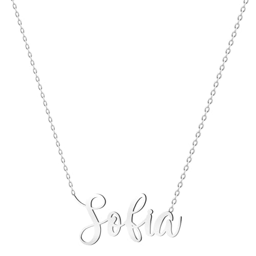 various Collar Nombre Sofia Acero Inoxidable-Colgante Nombre Personalizado Plateado para Collar Mujer-Regalos Personalizados para Mujer Madres Niña Parejas, Mejor Amiga