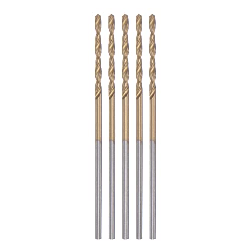 Harfington 5Pcs Twist Drill Bits 1Mm Titanium Coated (Hss-E) M42 High Speed Steel 8% Cobalt Straight Shank For Stainless Steel Aluminum Alloy Metal #TOP4