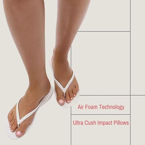 Image of FitFlop Womens iQushion Rubber Flip-Flops with Contoured Footbed for Walking, Lightweight Ergonomic Flip Flop Sandals with Arch Support and Foot Impact Pillows