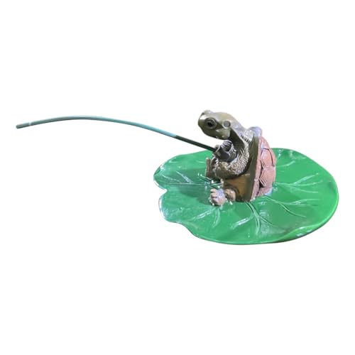 Turtle Garden Statue | Mini Pond Decorative Fishing Figure | Resin Sculpture Figure Anglers for Room Lawn Beach Outdoor Patio Home Porch Pond
