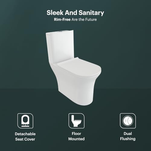 Image of Johnson Sonte One Piece Toilet | Siphonic 220 mm S Trap Western Commode | Floor Mounted Ceramic Toilet | Dual Flush 3 /6L | Soft Close Seat with Quick Release Hinges| 10 Year Warranty