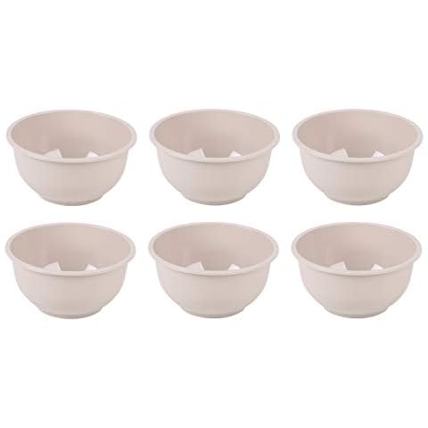 Urban Living Plastic Cereal Bowls Set Of 6 450ml Grey/Taupe/Red Plastic Snack Soup Salad Pasta Dessert Bowls Ideal For Camping Picnic Kids Childrens Plastic Reusable Bowls Set (Taupe) Cover