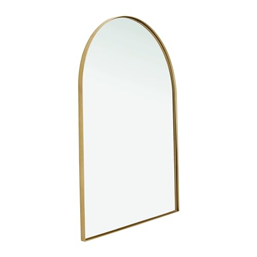 Home Selections Arch Wall Mirror 70x50cm, Metal Framed Wall Mounted Mirror - Gold