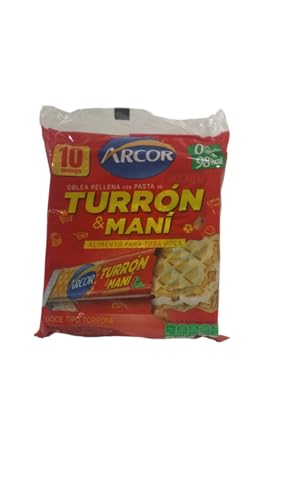 ARCOR OBLEA DE TURRON & MANI - OBLEA RELLENA CON PASTA DE TURRON Y MANI - 10 u x 25g (250 G)