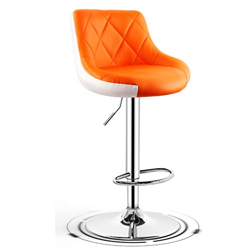 Silla de bar con respaldo de cojín de piel sintética, taburete alto giratorio hidráulico sin brazos, soporta 120 kg, multicolor opcional