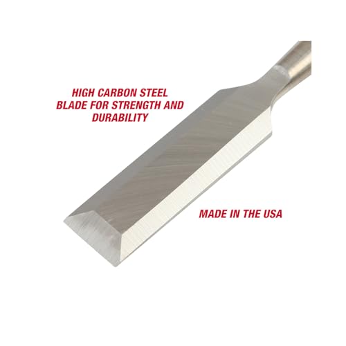 Image of GreatNeck 1 /4 in Wood Chisel for Carpentry and Joinery, 5 Inch Blade, High Carbon Steel, Steel Cap Acetate Handle, Made in USA Woodworking Tools
