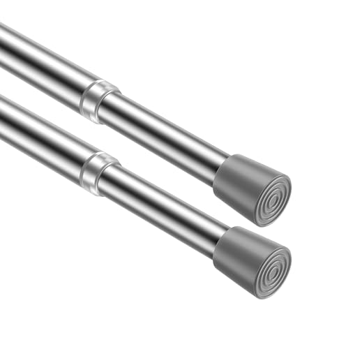 Image of MEXAU 2Pack Spring Tension Curtain Rod 26-39 inch Silver Small Tension Rod