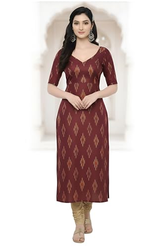 Image of Cotton Pochampally ikat unstitched blouse, Kurthi, long frock fabric material for women (1 meter, 2 meters & 3 meters)