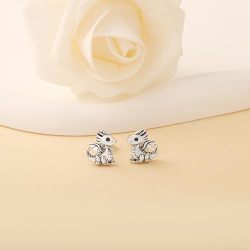 Dragon Stud Earrings for Women - 925 Sterling Silver Cute Dragon Stud Earrings Jewelry Gifts for Dragon Lovers2