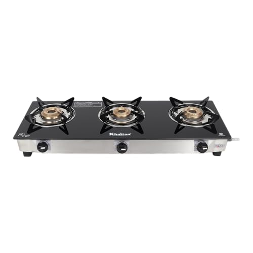 Khaitan 3 Burner Jio Black Stainless Steel | LPG Cooktop I Manual...