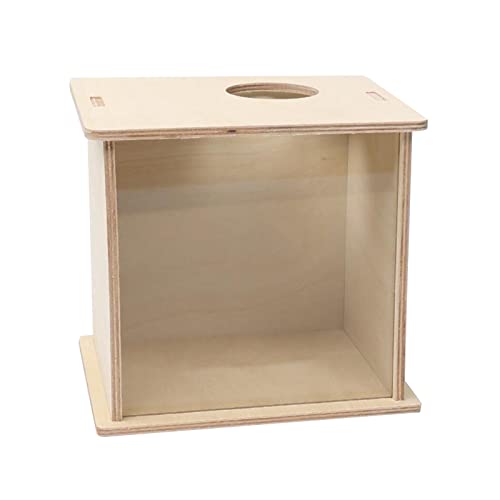 Leefasy Acrylic Hamster Digging Box, Transparent Wooden Hideout, Removable Lid, Enclosure Accessories for Gerbil Sand Bath, Exploration & Exercise