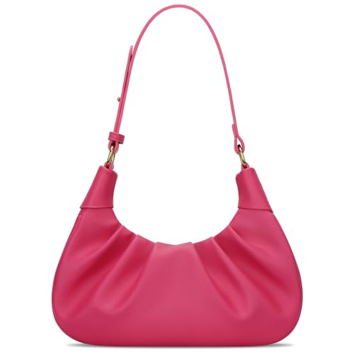 Image of KKXIU Shoulder Bag Crescent Handbag Ruched Purse Underarm Bag Mini Hobo for Women