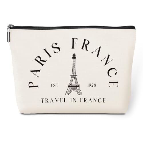 Parisian Makeup Bag Paris Gifts for Paris Lover Travel in France Cosmetic Bag France City Toiletry Bag French Souvenirs for Christmas Birthday Gift for Women Friends Sisters Girls Trip Gifts Favors
