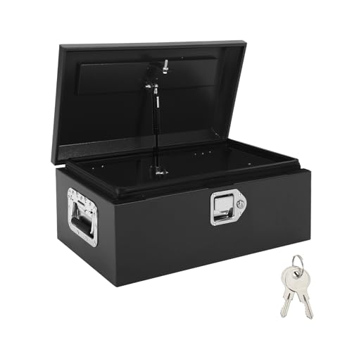Garvee Caixa de ferramentas para caminhonete, 50 x 30 x 24 cm, caixa de ferramentas de metal de aço resistente para caminhonete, organizador de armazenamento seguro, design à prova d'água, tampa de