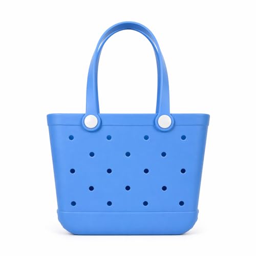 PROMRUG EVA Beach Tote Bag Small Waterproof Sandproof Rubber Tote for Beach Pool Travel and Shopping Blue