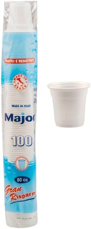 Generico 4800 Bicchierini Caffè in Plastica 80 ml Bianco 48 confezioni da 100 pz bicchieri piccoli macchinettà caffè ufficio bar per uso quotidiano