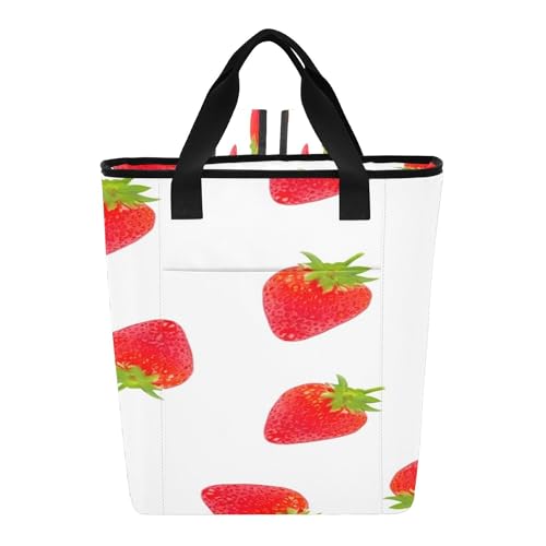 PYBUG Strawberry Reusable Insulated Backpack 36 Cans,Large Leakproof Portable Cooler Tote Organizer for Office Picnic Hiking Beach BBQ