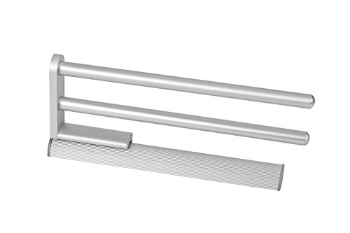 Preisvergleich Produktbild Design Handtuchstange ausziehbar Geschirrtuchhalter - SARAH / Handtuchhalter zweiarmig / Aluminium natur eloxiert / Länge ausgefahren 516 mm / 1 Stück - Handtuchreling 2-armig für Schrank-Montage
