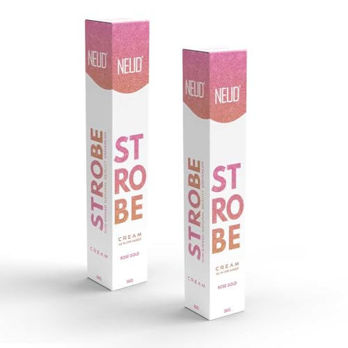 Image of NEUD Illuminating Strobe Cream Gold 50g x 2, Primer + Highlighter + Moisturizer with Cocoa Butter and Hyaluronic Acid, 3 in 1 Strobe Cream for Face, Flawless Radiant Dewy Skin & Glowing Makeup Base