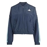 adidas Women's ESSENTIALS 3-STRIPES WOVEN WINDBREAKER, night navy/icey blue, L