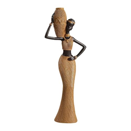 F Fityle Statuetta da Donna Africana, Scultura da Tavolo, Pezzo d'Arte da Collezione, Modello in Tessuto retrò, Dipinto a Mano per biblioteche, studi di Yoga, Stile c