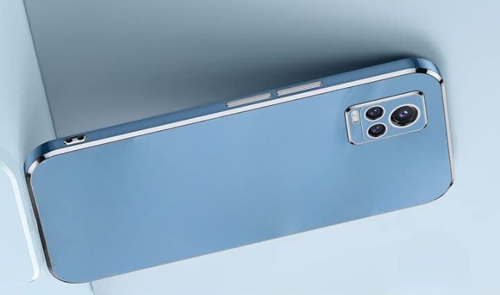 Image of for Vivo V20 Luxury Square Plating Phone Case Solid Color Soft Silicone Back Cover (for Vivo V20, Blue)