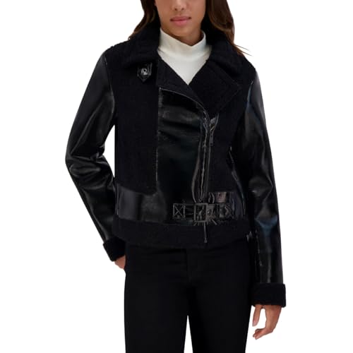 Andrew Marc Women's Moto Faux Patent Leather Jacket2