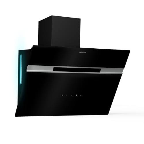 Klarstein Dunstabzugshaube 60cm, Abluft/Umluft-Dunstabzugshaube mit RGB-LEDs, Leistungsstarke Abzugshaube, 594 m³/h Luftstrom, Schräghaube mit Energieeffizienzklasse A, Dunstabzug 60 cm