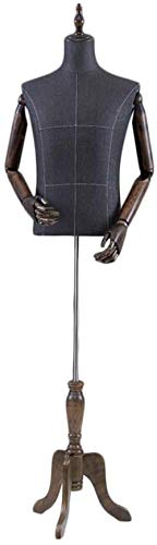 SHANYAYALI Maniquí masculino torso, bustos corporales, forma de vestido, con soporte de trípode, brazos de madera, muñecas, chupete, modelo de exhibición de ropa