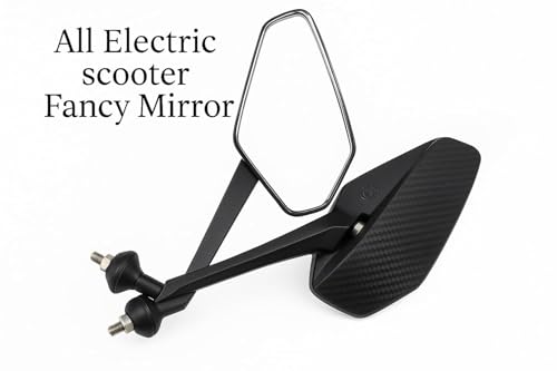 Image of All Electric Scooter Premium Side Mirrors, Carbon Fiber Pattern, Black, Universal Mounting, Rear View Mirror Set for EV Scooters, 2 Pack, Shisha | Side Mirrors | Fancy Mirror | EV Mirror Black