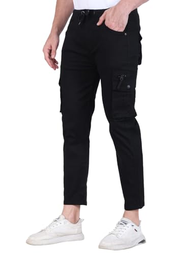 Image of Men's Cargo Pants with Pockets, Cotton Joggers, 6 Pocket Casual Trousers, Track Pants for Office and Parties, Comfortable
