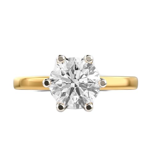Bague moissanite Arabella argent 925 solitaire rond plaqué or unisexe