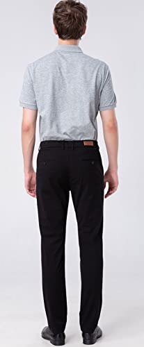 Plaid&Plain Men's Slim Fit Khaki Pants Men's Tapered Chino Pants 8801Black 32X28 #TOP1