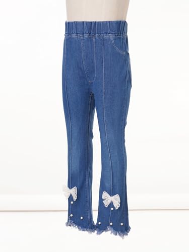 Hularka Girls Raw Hem Flared Jeans Bell Bottoms Pants Kids Jeggings Washed Distressed Denim Trousers with Pockets4