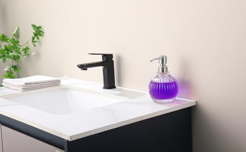 Image of Round Bathroom Soap Dispenser Brushed Nickel Pump, Glass Bottle with Stainless Steel Pump Liquid Soap Dispenser Sphere Countertop Hand Kitchen