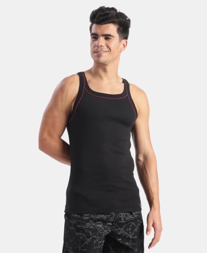 Image of Jockey US54 Men Super Combed Cotton Square Neck Gym Vest with Graphic Print