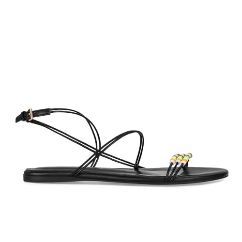 Image of Beaded Strappy Flat Sandals for Women Bohemian Sandals Open Toe Slingback Flats Vacation Beach Casual Daily Dressy Summer Shoes