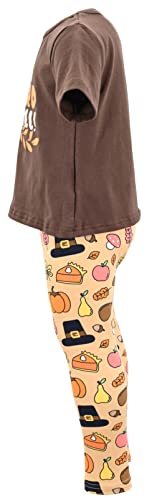 Image of Unique Baby 2 Piece Girls Printed Leggings Outfit with Short Sleeve Shirt Kid and Toddler Clothes Set