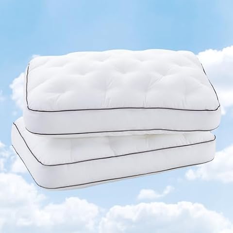 YOUR MOON Extra Soft Support Pillows Standard Size Set of 2, Single Down Alternative Pillow for Sleeping, Fluffy Plush Bed Pillow, Medium Thick Luxury Pillows(White) Cover