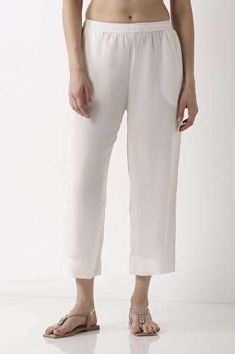 Image of BIBA Women Rayon Regular Solid Pants