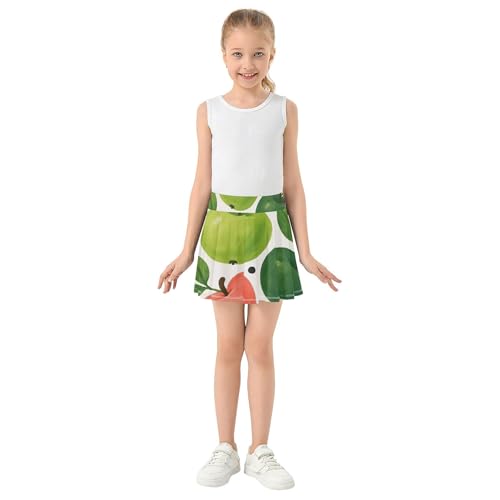 Girls Skorts Athletic Shorts Toddler Tennis Skirts Children School Green Pink Apples 3t3