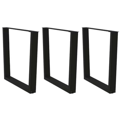 mzdioop Patas de mesa de comedor en forma de V, 3 unidades, acero recubierto de polvo negro, 90 x (72 – 73,3) cm, con nivelación de pie ajustable, para mesa de comedor, escritorio, sala de estar